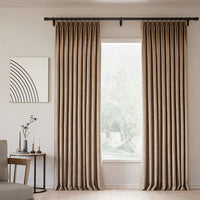 Orange Copper | Lille Linen Blackout Curtains Natural Modern Custom Drapes | Pleated