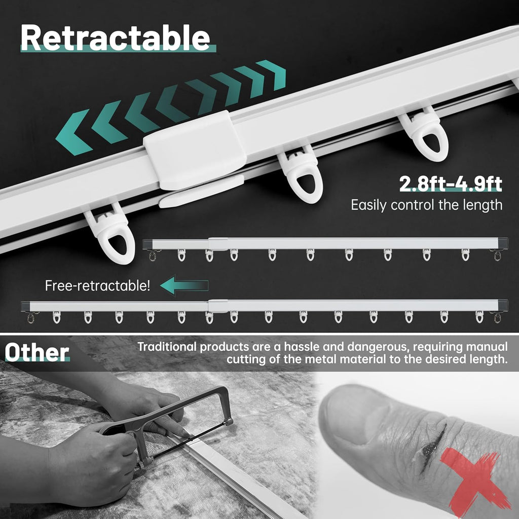 Retractable Track Frame Retractable Curtain Track Ceiling Rails with Silent Rollers – Homerilla