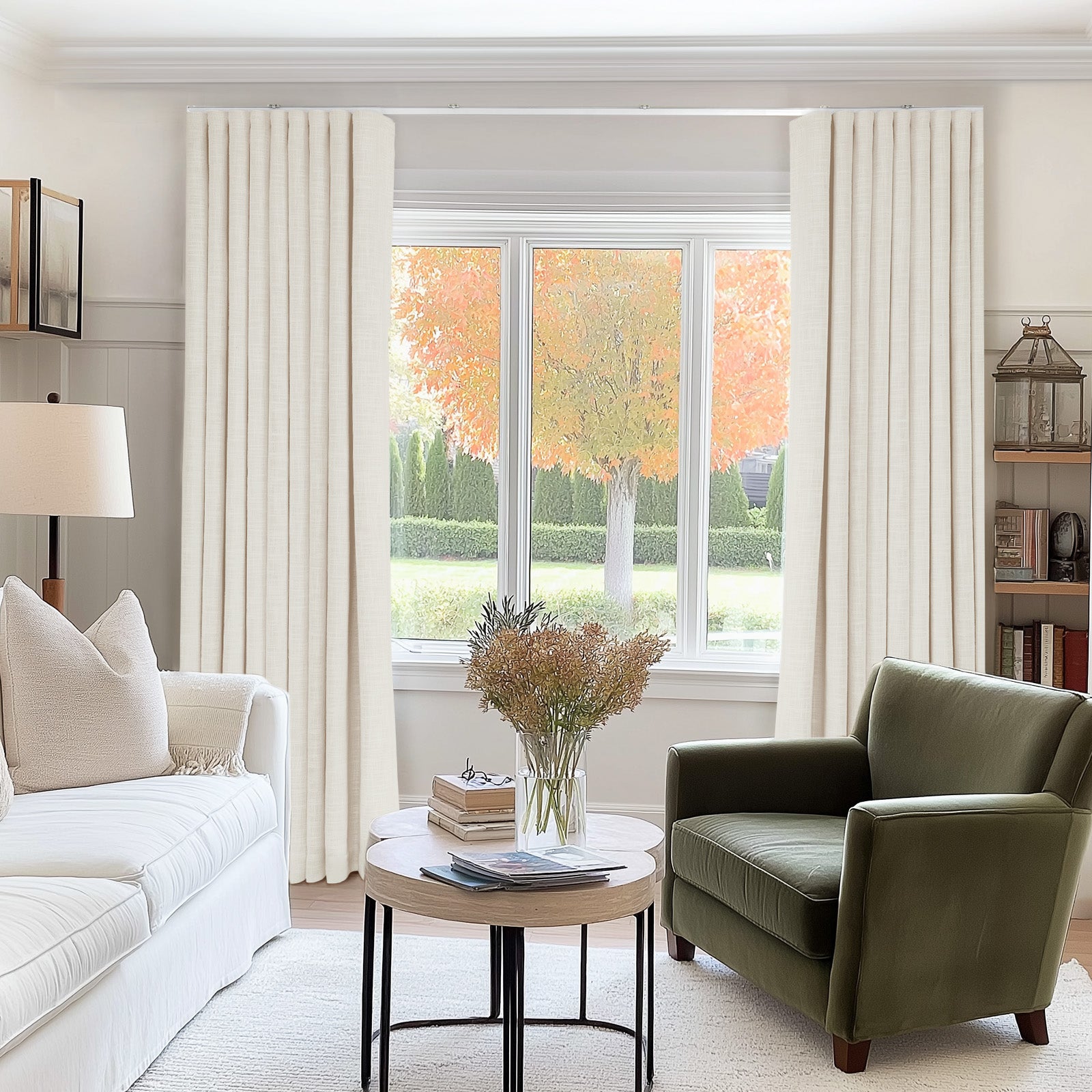 Ripple Fold Lille Linen Memory Trained Curtains Custom Blackout Drapes ...