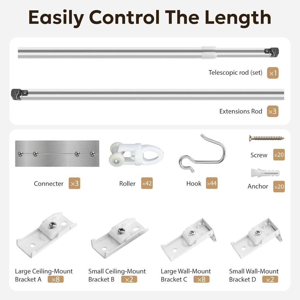 Retractable Track Frame Retractable Curtain Track Ceiling Rails with Silent Rollers – Homerilla