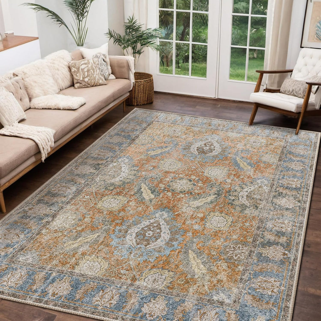Usagi Rug Elara | Custom Plume Pattern Rugs Washable Print Carpet Runner Navy ...